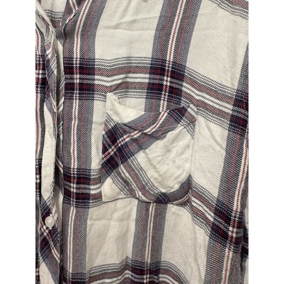 Rails Hunter Plaid Long Sleeve Button Down Top White Red Navy Medium Super Soft - Picture 3 of 8